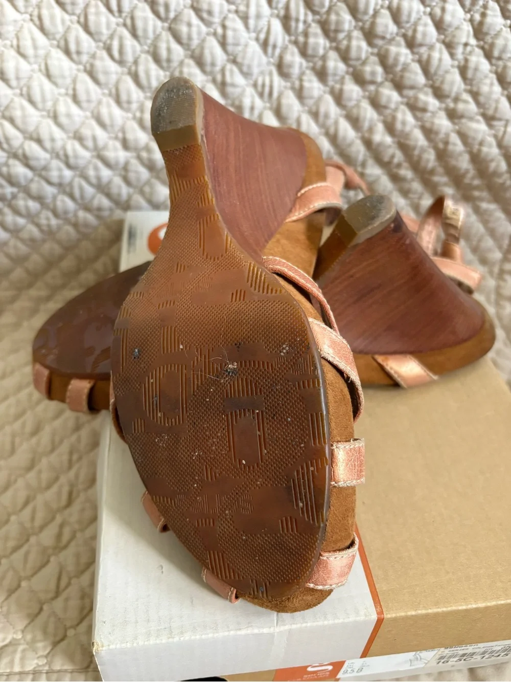 Cole Haan Peach/Blush Suede Knot Wedge Sandals
